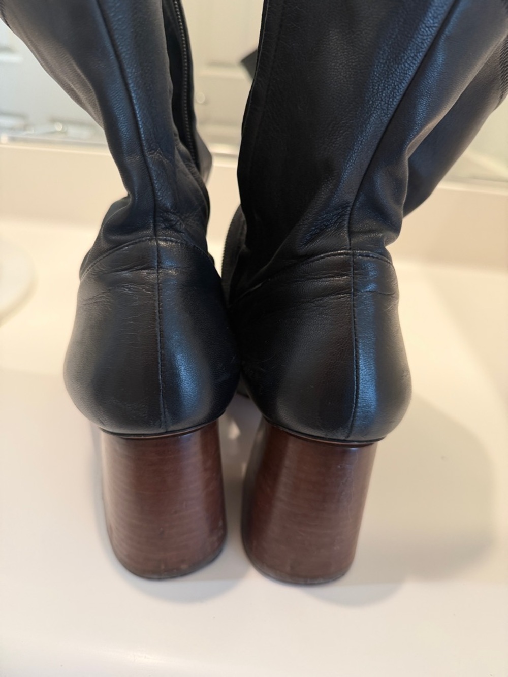 Celine Black Leather Fold-Over Ankle Booties - Picture 10 of 10